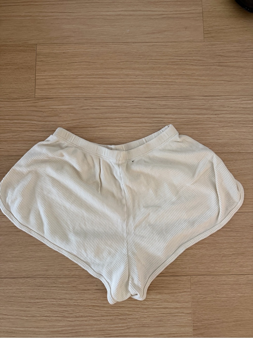 High-Waist White Waffle Knit Women's Shorts